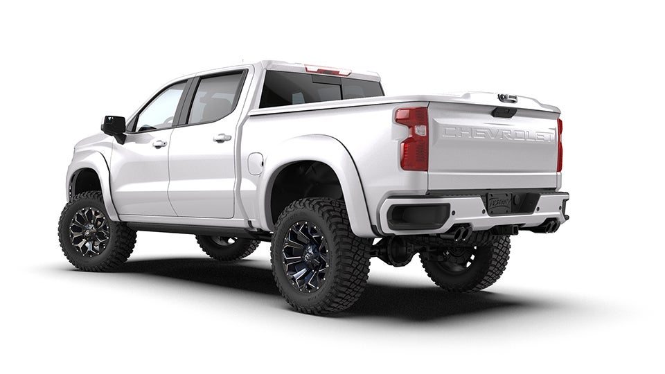 Rear of white chevy truck